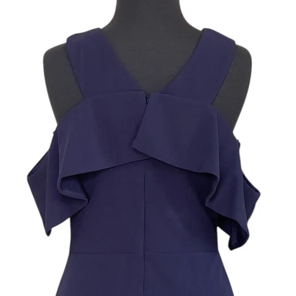 Lulus Cityscape Navy Blue Bodycon Dress Sz M Halter Off The Shoulder Sleeves NWT - Picture 6 of 10